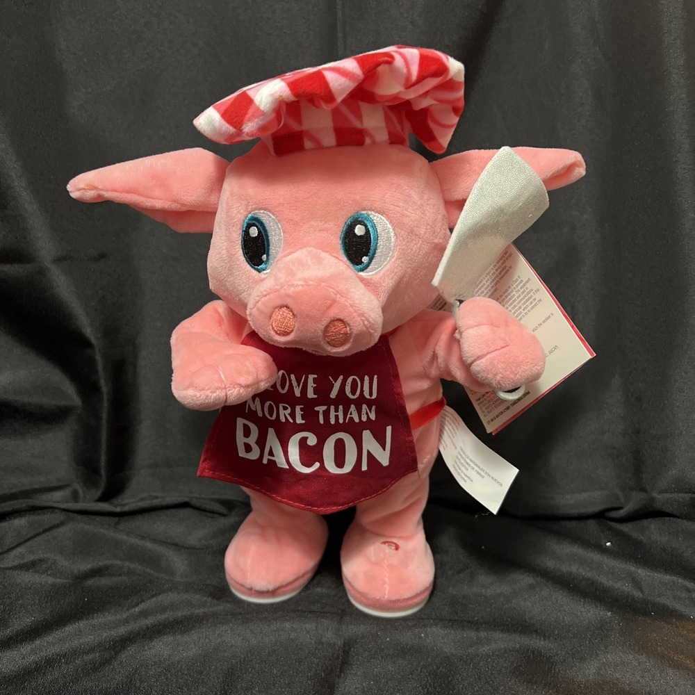 Gemmy I Love You More Than Bacon BBQ Pig‎ Chef Plush Animated Singing Pig